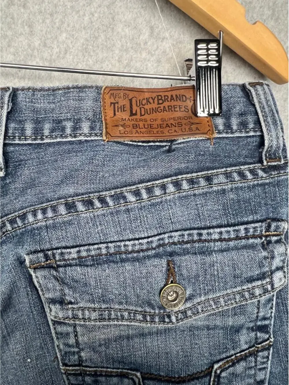 Y2K 90s Lucky Brand Dungarees Zen Straight Leg Jeans Womens Sz 32 Flap Pocket